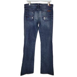 7 For All Mankind Sz 30 Distressed Bootcut Jeans Low Mid Rise Dark Wash Casual